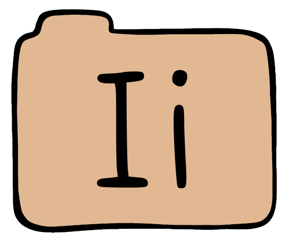 light orange file folder with capital and lowercase I on it.